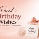 Friend birthday wishes with a birthday gift and Happy Birthday card