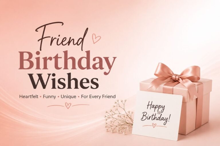 Friend birthday wishes with a birthday gift and Happy Birthday card