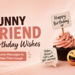 Funny friend birthday wishes with a birthday cupcake and playful message