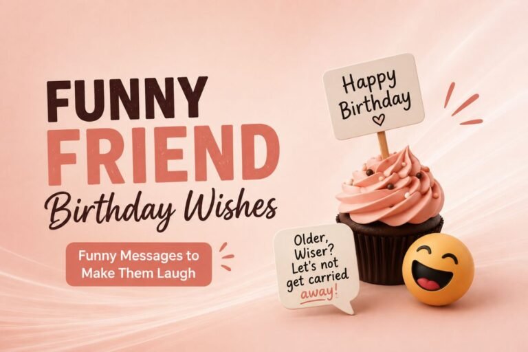 Funny friend birthday wishes with a birthday cupcake and playful message