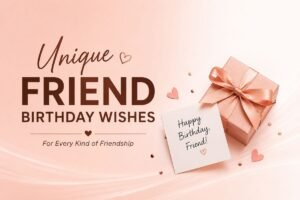 Unique friend birthday wishes with a birthday gift and greeting card