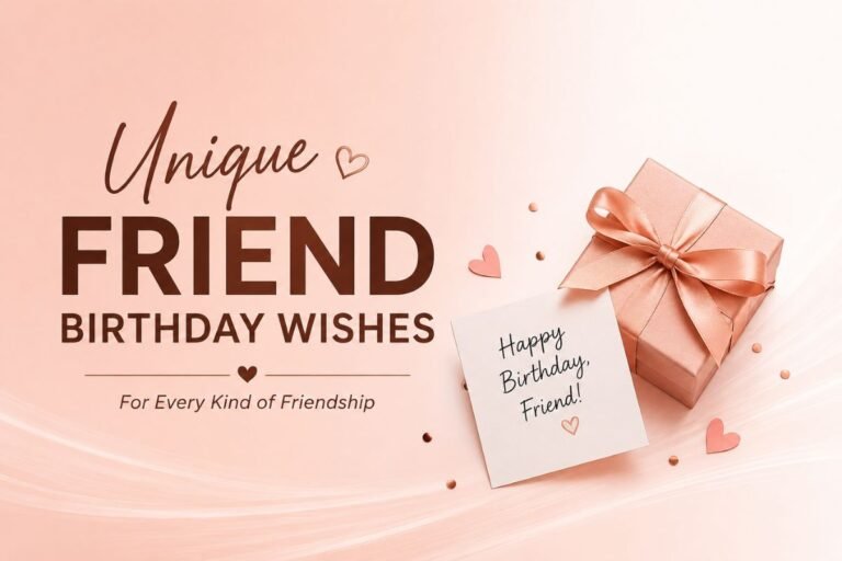 Unique friend birthday wishes with a birthday gift and greeting card